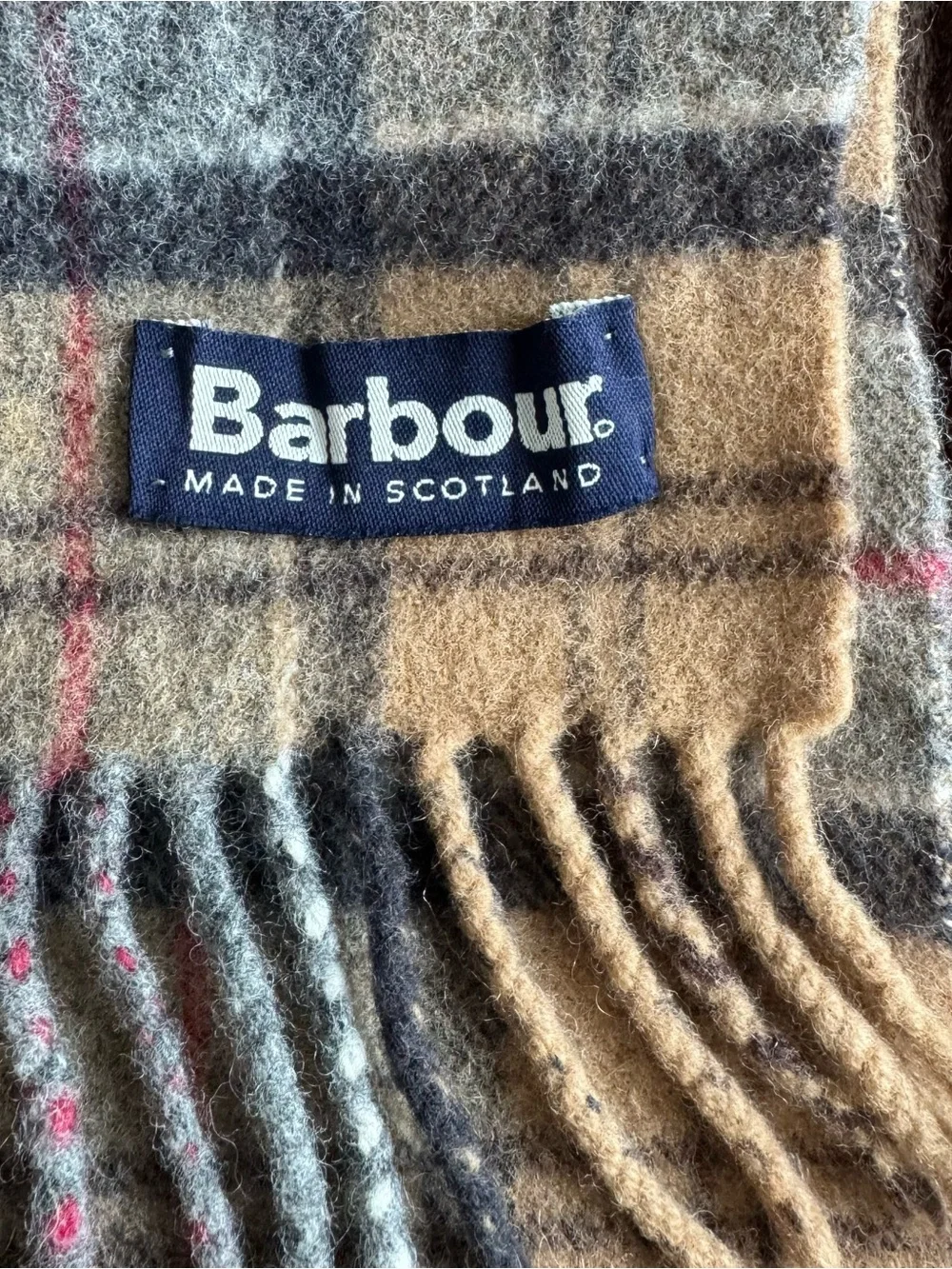 Men’s Barbour 100% Wool Tartan plaid Scarf From Scotland